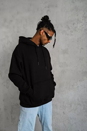 Erkek Düz Kapüşonlu weat  iyah