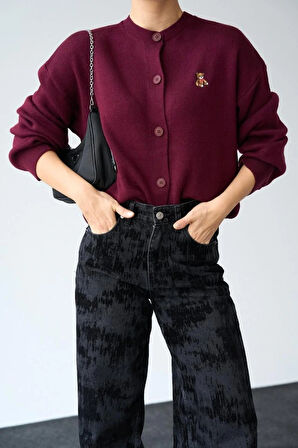 Ayıcıklı Hırka  Bordo