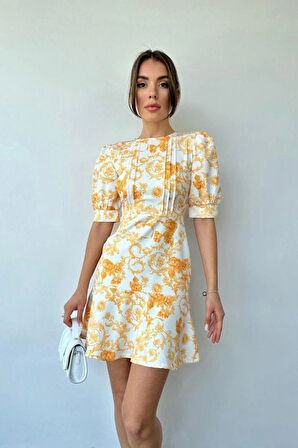 arı Çiçekli Elbise