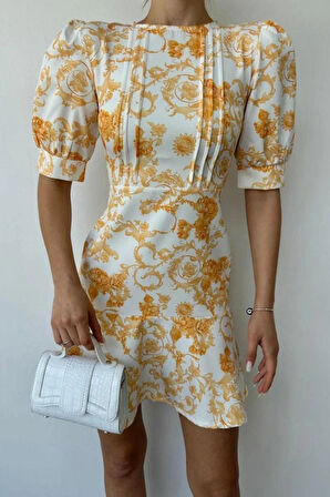 arı Çiçekli Elbise