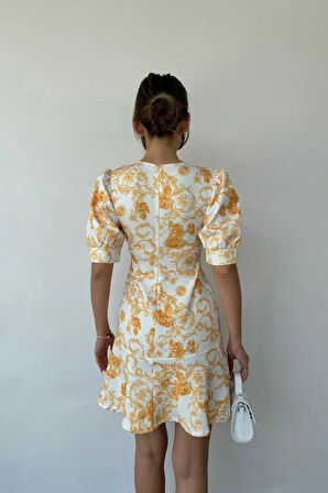 arı Çiçekli Elbise