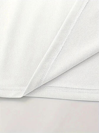 Baskılı Oversize Bisiklet Yaka Tshirt  Beyaz