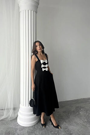 iyah Fiyonk Garnili Dantelli Elbise