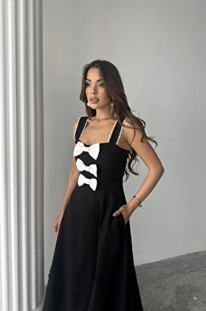 iyah Fiyonk Garnili Dantelli Elbise