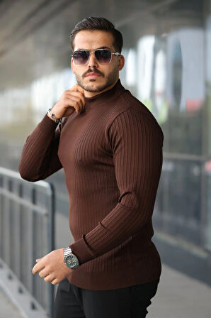 Erkek Yarım Balıkçı Yaka Fitilli Triko