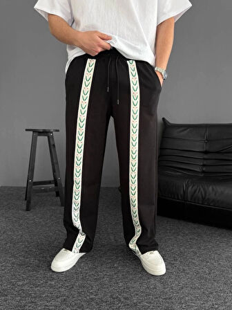 İki İplik Kumaş Şeritli Alt Esofman  iyah