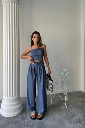 TENCE CROP AKII BUZ  ŞAVAR PANTOON TK  İndigo