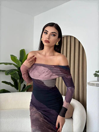 evilla Madonna Yaka Tül Elbise