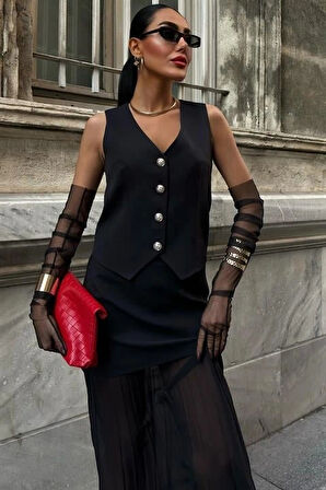 Yelek Ve Pilise Etekli Premium Takım 10096