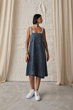 avi Askı Aparatlı Kot Elbise