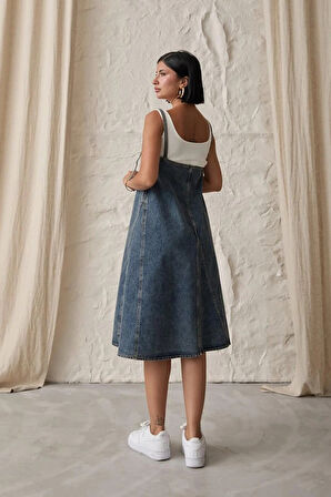 avi Askı Aparatlı Kot Elbise