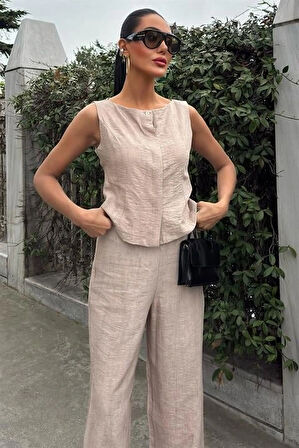 ıfır Kollu Bluz Batik Desenli Pantolon İkili Takım 1018108