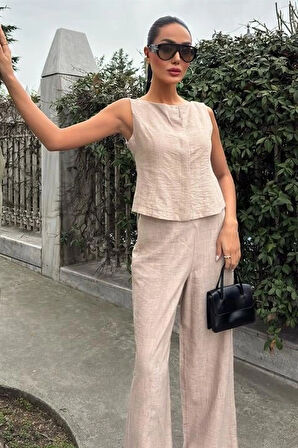 ıfır Kollu Bluz Batik Desenli Pantolon İkili Takım 1018108