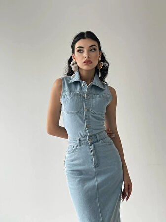 eldia Jean ıfır Kollu Elbise