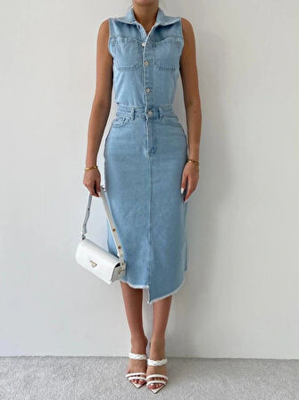 eldia Jean ıfır Kollu Elbise