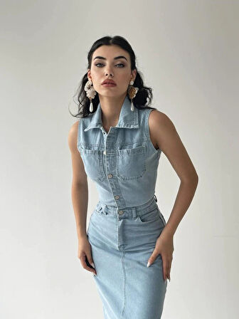 eldia Jean ıfır Kollu Elbise