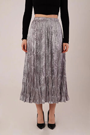 idi Boy Pileli Saten Gri Etek