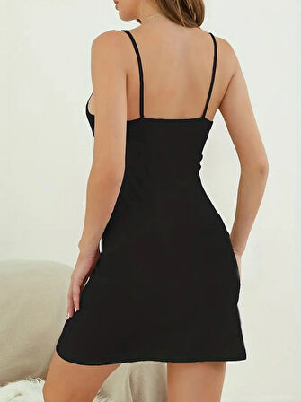 Kadın Askılı önden Düğmeli Viskon Elbise