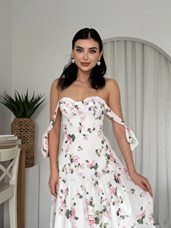 Poses Omuz Bağlamalı Elbise