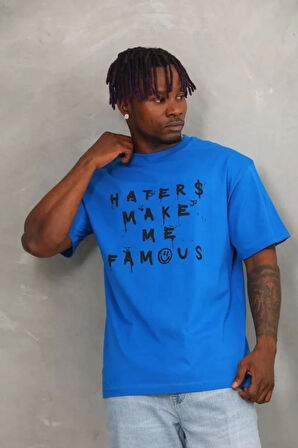 Unisex Oversize Baskılı Bisiklet Yaka Thirt  avi