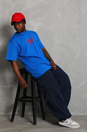 Unisex Oversize Baskılı Bisiklet Yaka Thirt  avi