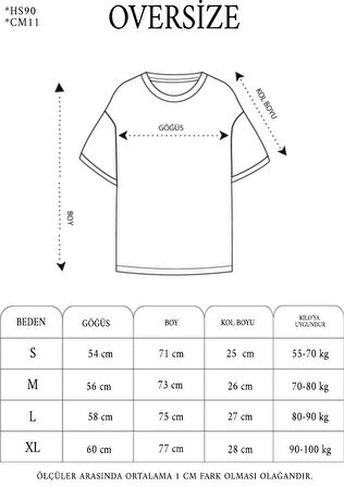 Unisex Bisiklet Yaka Baskılı Oversize Thirt  iyah