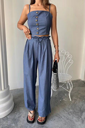 TENCE CROP AKII BUZ  ŞAVAR PANTOON TK  İndigo