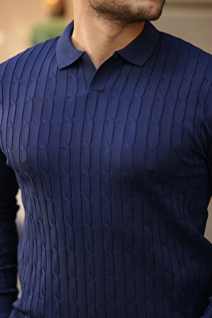 Erkek Saç örgü Desenli Uzun Kollu Triko