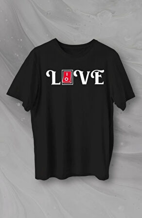 evgililer Günü İçin Özel Tasarım ove Baskılı Tshirt  iyah