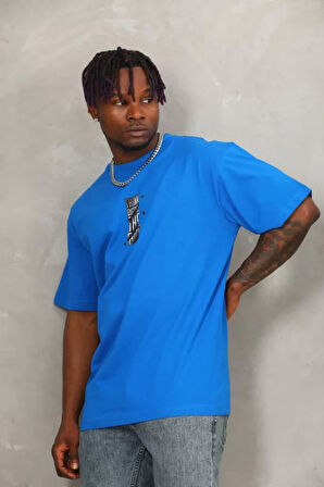 Unisex Oversize Baskılı Bisiklet Yaka Thirt  avi