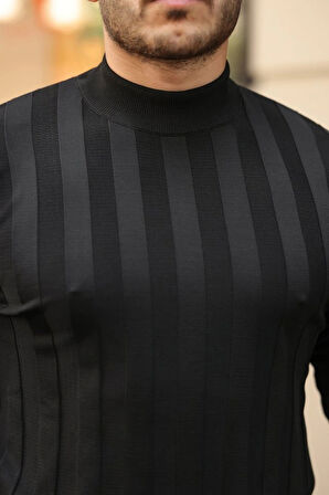 Erkek Yarım Balıkçı Yaka Kabartma Desenli Triko