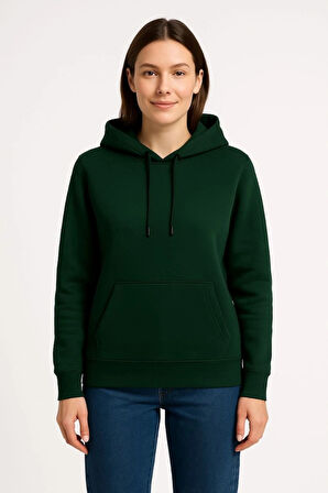 Üç İplik Kapüşonlu Kanguru Çepli weathirt Hoodie  Haki