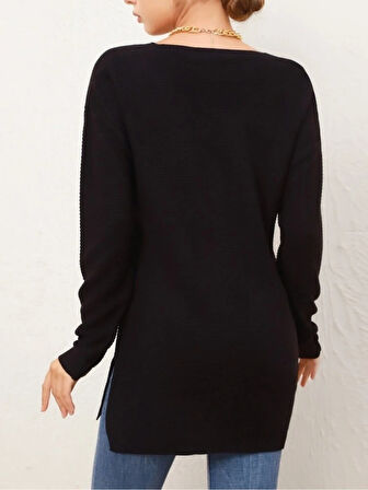 Kadın Uzun Kollu V Yaka Triko Bluz