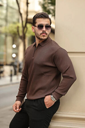 Erkek Selanik örme Yakalı Uzun Kollu Triko