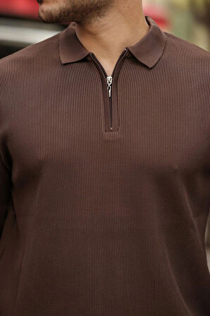 Erkek Selanik örme Yakalı Uzun Kollu Triko