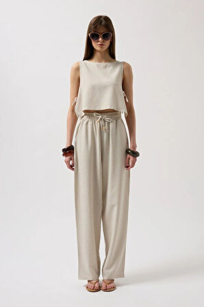 Yandan Bağlamalı Crop Bluz