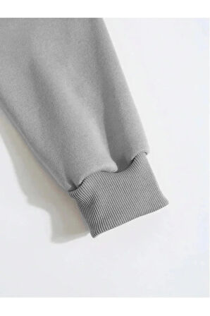 Erkek Düz Kapüşonlu weat  Boyalı Gri