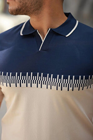 Erkek Hemşire Yaka çift Renk Kısa Kollu Tişört