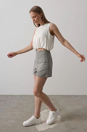 aten Kolsuz Belki astikli Bluz  Ekru