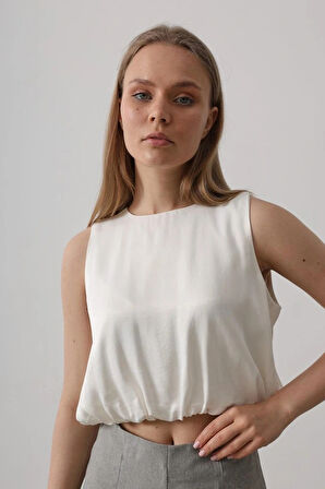 aten Kolsuz Belki astikli Bluz  Ekru