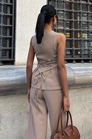 Arkası Bağcıklı Yelek Plazza Pantolon odal Takım 1020208