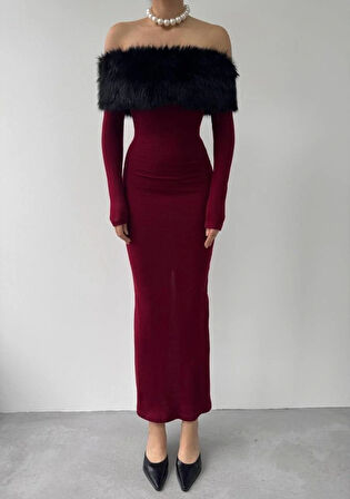 Bestia traplez Tüy Detaylı Elbise