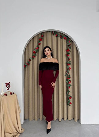 Bestia traplez Tüy Detaylı Elbise