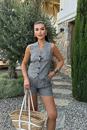 Carla Işıltılı Yelek Şort Takım 9821