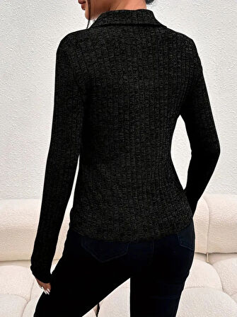 Kadın Uzun Kollu Yakalı önden Düğmeli Kısa Ceket