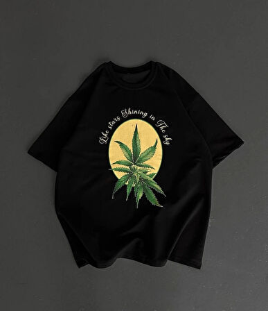 Ön Ve Arka Baskılı Oversize Bisiklet Yaka Tshirt iyah