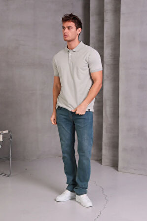 Erkek lim Fit Pamuklu Yumuşak Doku Nefes Alan Kumaş Yakalı Tişört