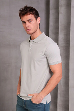 Erkek lim Fit Pamuklu Yumuşak Doku Nefes Alan Kumaş Yakalı Tişört