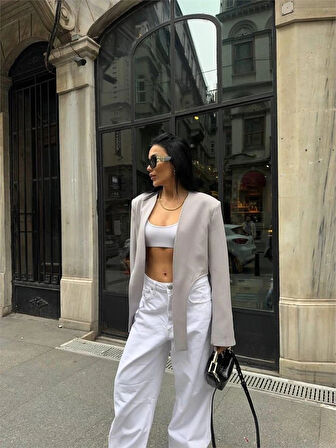 CROP CEKET BAĞAMA KUYRUKU  Gri