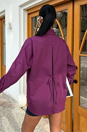 üzine Cepli Arkası Yırtmaçlı Oversize Gömlek 3420